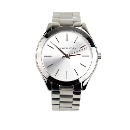 Michael Kors Slim Runway Mono Silver-Toned Silver Dial Watch