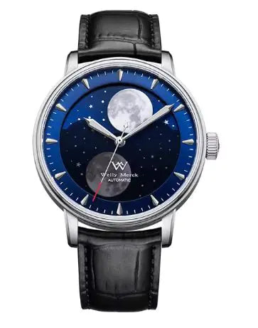 Welly Merck Men's Automatic Moon Phase Watch - Sapphire, Waterproof, Luminous