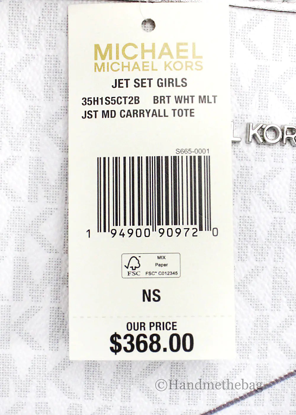 Michael Kors Jet Set Girls Medium White PVC Tote